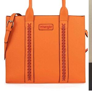 Wrangler Bright Orange Tote with Braided Detail